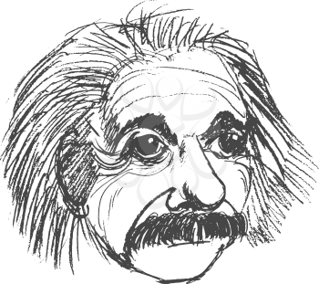 vector, sketch, hand drawn illustration of Albert Einstein
