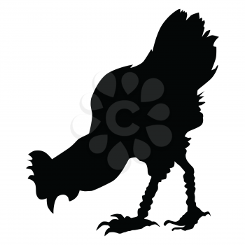 black silhouette of hen, side view
