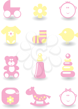 Royalty Free Clipart Image of a Set of Baby Icons