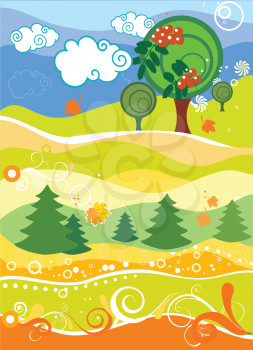 Royalty Free Clipart Image of a Fall Landscape