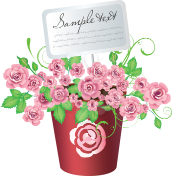 Royalty Free Clipart Image of a Pot of Flowers