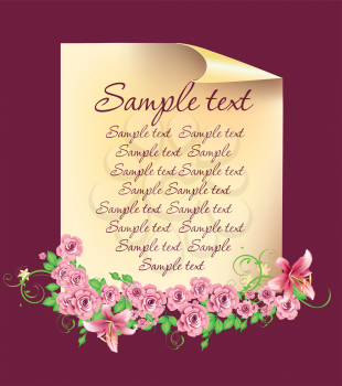 Royalty Free Clipart Image of a Page With Flowers