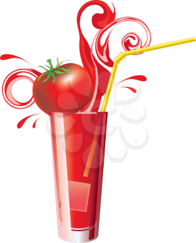 Royalty Free Clipart Image of a Glass of Tomato Juice