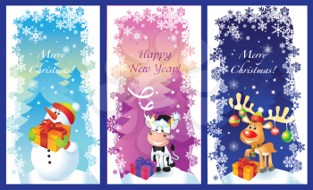 Royalty Free Clipart Image of Three Christmas Cards