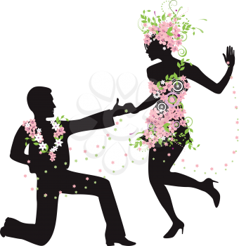 Royalty Free Clipart Image of a Silhouette of Dancers