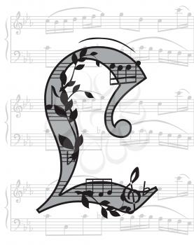 Royalty Free Clipart Image of a Musical Letter