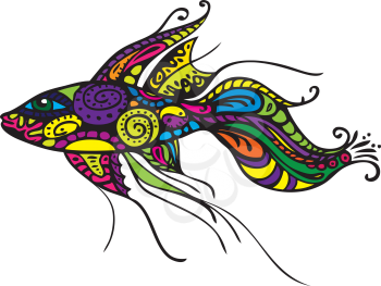 Decorative fish - vector illustration, isolated design elements on white