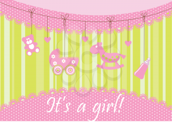 Royalty Free Clipart Image of a Birth Announcement for a Girl