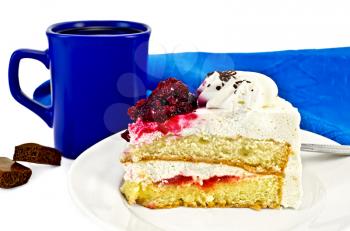 Royalty Free Photo of a Slice of Cake and a Mug