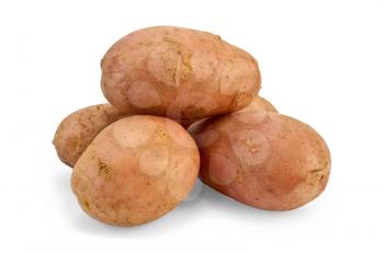 A small pile of potatoes pink isolated on white background