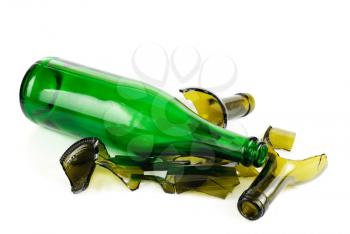 Royalty Free Photo of a Wine Bottle and a Broken Bottle