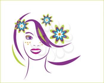 Royalty Free Clipart Image of a Woman With Flower in Her Hair