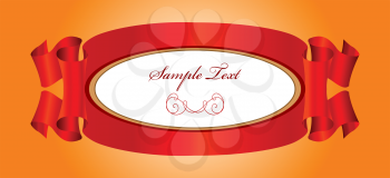Royalty Free Clipart Image of a Red Banner With Ribbons