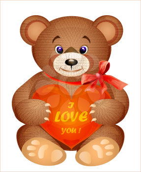 Royalty Free Clipart Image of a Teddy Bear With a Heart