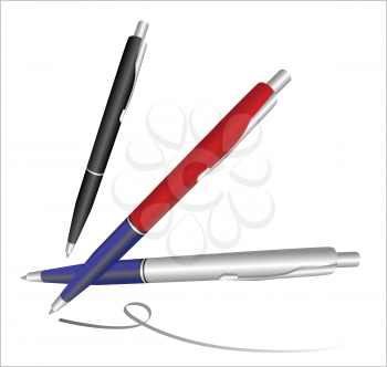Royalty Free Clipart Image of Three Pens