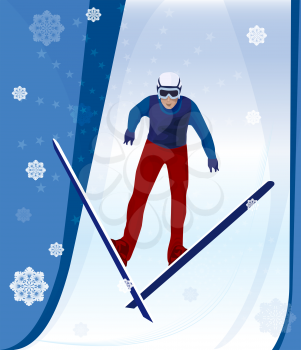Royalty Free Clipart Image of a Jumping Skier