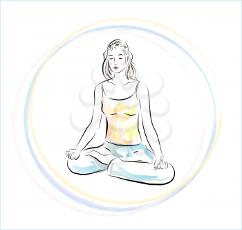 Royalty Free Clipart Image of a Woman Meditating 