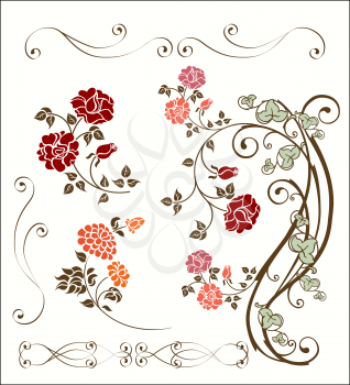 Royalty Free Clipart Image of a Set of Roses