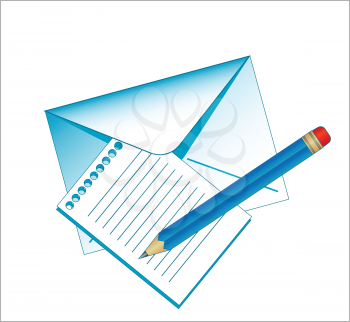 Royalty Free Clipart Image of an Envelope and Pen