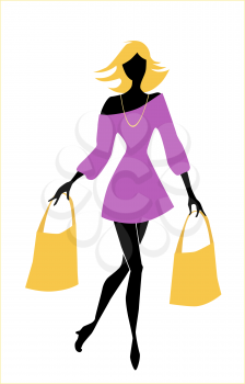 Royalty Free Clipart Image of a Woman Carrying Bags