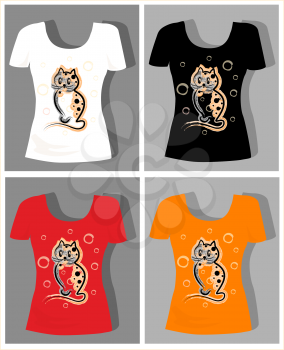Royalty Free Clipart Image of Cat T-Shirts