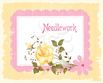 Royalty Free Clipart Image of Roses and a Lace Frame