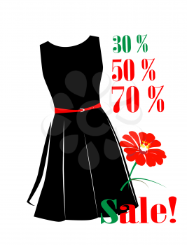 Sale poster with percent discount and black dress