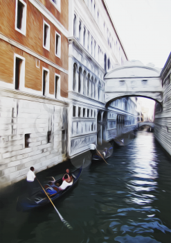 illustration of Venetian canal. Italy.