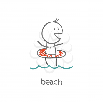 Royalty Free Clipart Image of a Boy at the Beach