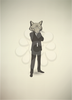 Royalty Free Clipart Image of a Cat Businessman