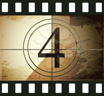 Royalty Free Clipart Image of a Grunge Film Countdown