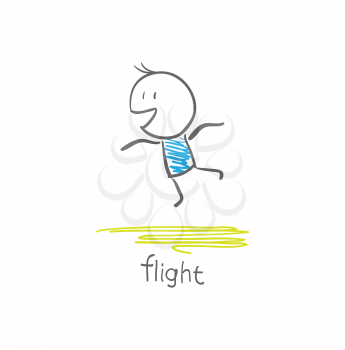 Royalty Free Clipart Image of a Flying Man