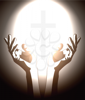 Royalty Free Clipart Image of a Person Holding a Cross