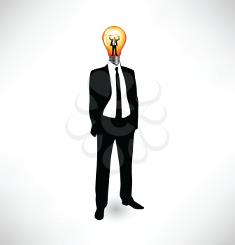 Royalty Free Clipart Image of a Businessman With a Light Bulb Head