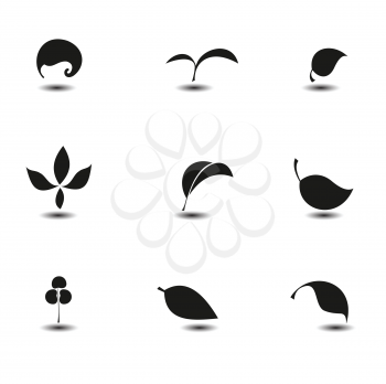 Royalty Free Clipart Image of Leaf Icons