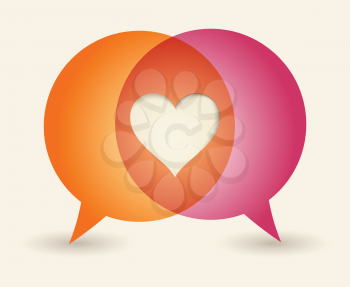 Royalty Free Clipart Image of a Heart in Speech Bubbles