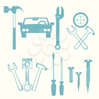 Royalty Free Clipart Image of Car Repair Tools