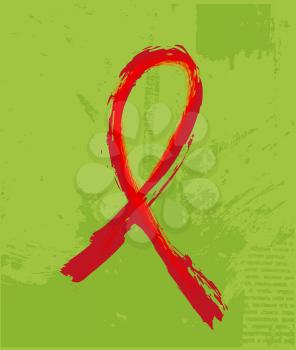 Red Support Ribbon on the grunge background