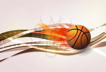 Vector basketball with wave background