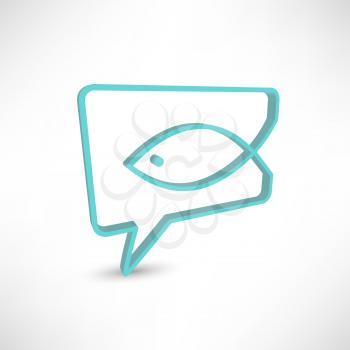 Christian religion symbol fish. Concept speech bubbles