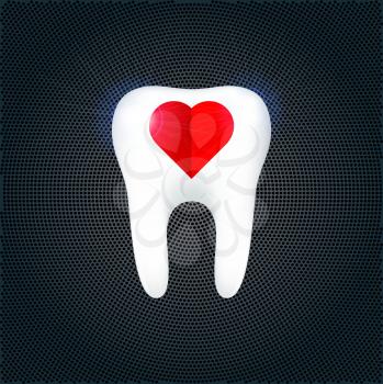 The tooth on the metal background. Vector Illustration