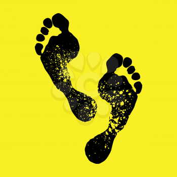 feet print on a yellow background