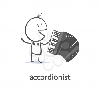 Cartoon man accordionist