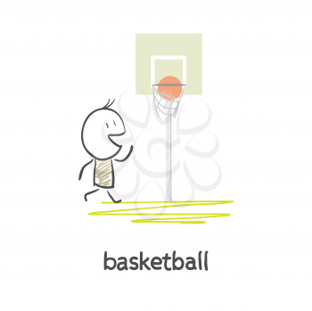 Cartoon man basketball