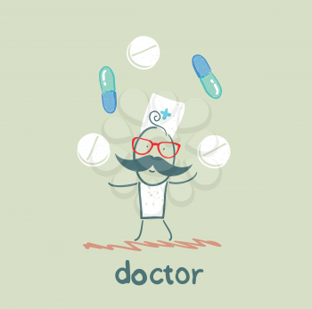 Doctor with tablets and pills