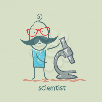 scientist with a microscope