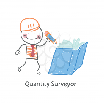Quantity Surveyor wrote in pencil in a book