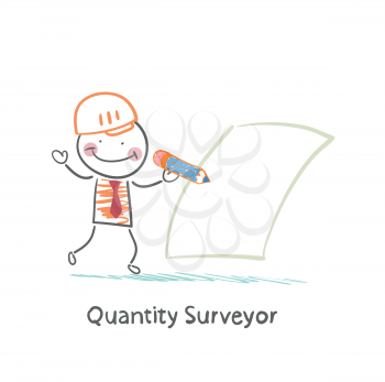 Quantity Surveyor wrote in pencil on paper