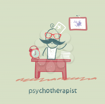 psychotherapist  working in his office