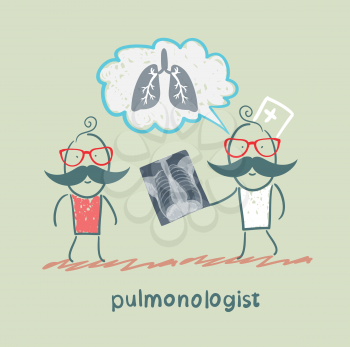 pulmonologist, chest X-ray shows a patient